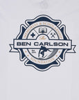up close of ben carlson long sleeve tee logo from the ben carlson memorial and scholarship foundation