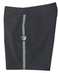 The B100 Chase boardshort features a 16” length and solid black coloring with a black and white striped side taping. It also has a waistband tie, side zipper pocket, and a black IPD logo patch halfway up the left leg taping.