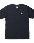 Front view of a black polyester water resistant short sleeve Low Key Surf Shirt with a small I P D logo over the heart.