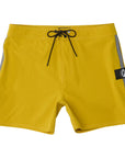 The B100 Chase boardshort features a 16” length and solid yellow coloring with a black and white striped side taping. It also has a waistband tie, side zipper pocket, and a black IPD logo patch halfway up the left leg taping. 