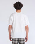 model wearing the mens foundation super sot tee white showing the plain white back 